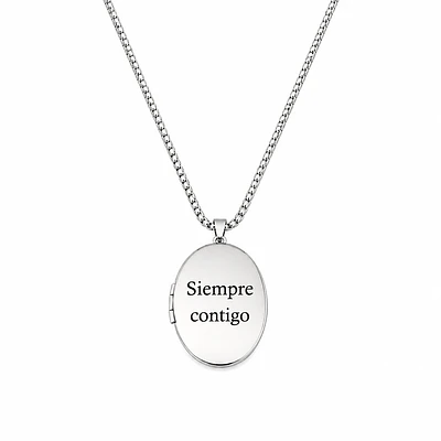 Relicario ovalado liso plateado para Hombre
