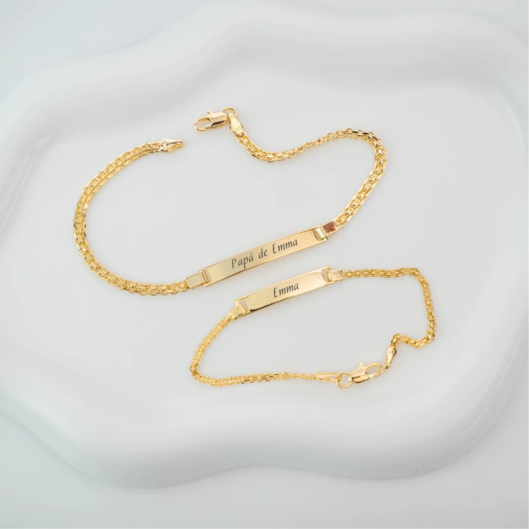 Kit de Pulseras para Papá e Hijo en Oro Laminado con Tejido Chinesco