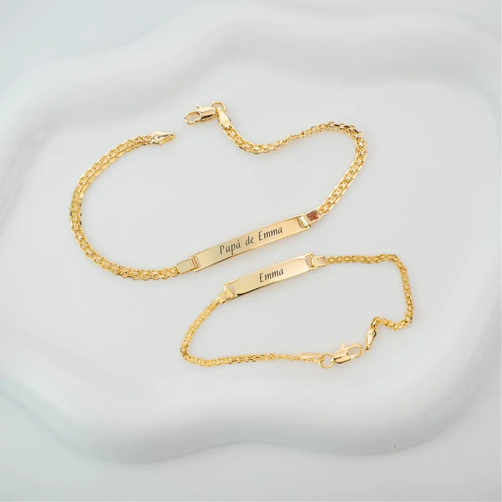 Kit de Pulseras para Papá e Hijo en Oro Laminado con Tejido Chinesco