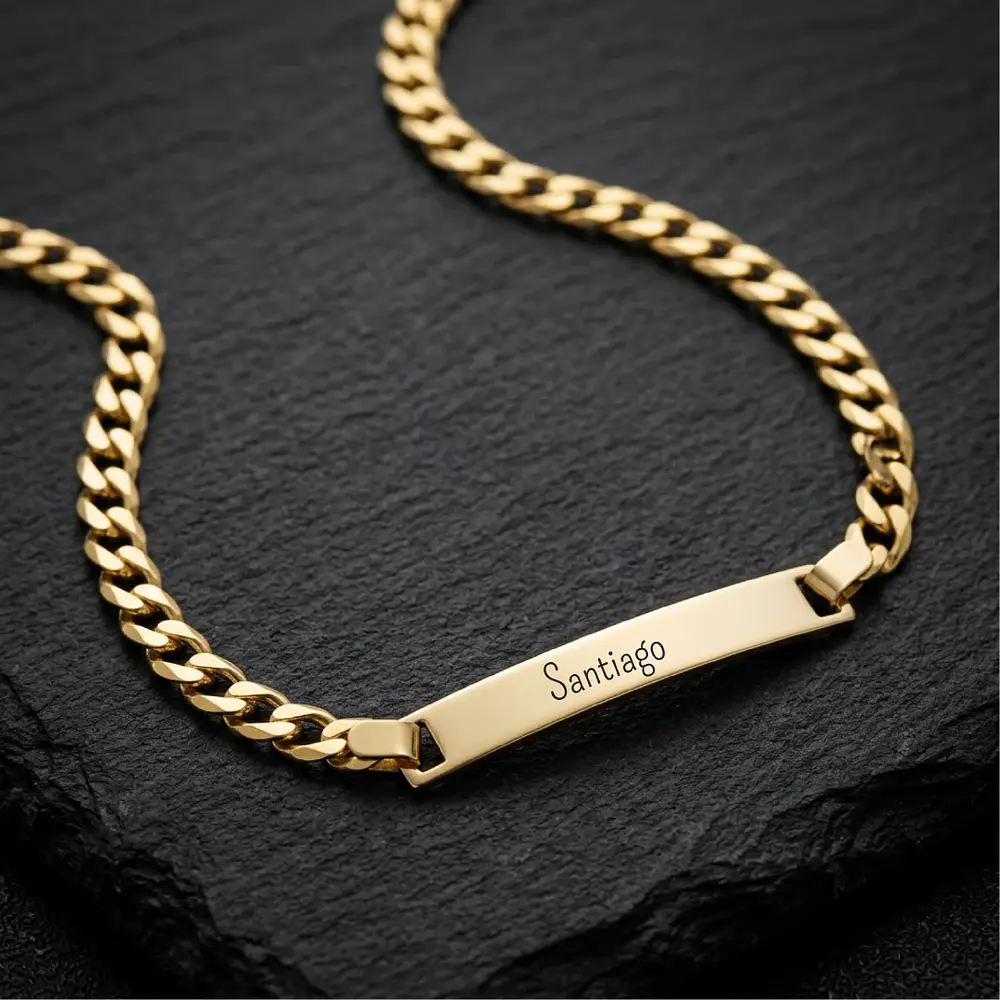 Pulsera Esclava para Hombre en Oro Laminado con Tejido Cubano