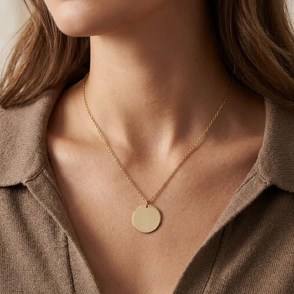 Collar medalla circular dorada 18mm personalizable 