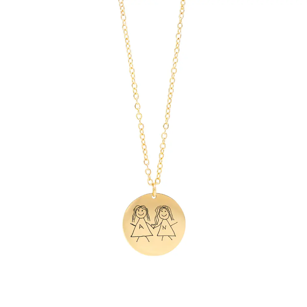 Collar medalla circular dorada 18mm personalizable 