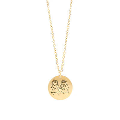 Collar medalla circular dorada 18mm personalizable 