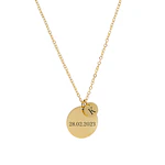 Collar medalla circular y dije circular pequeño dorado personalizable