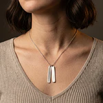 Collar medalla Dúo Rectangular Plateado Personalizable 