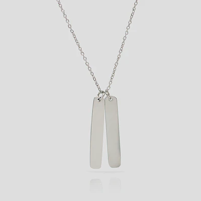 Collar medalla Dúo Rectangular Plateado Personalizable 