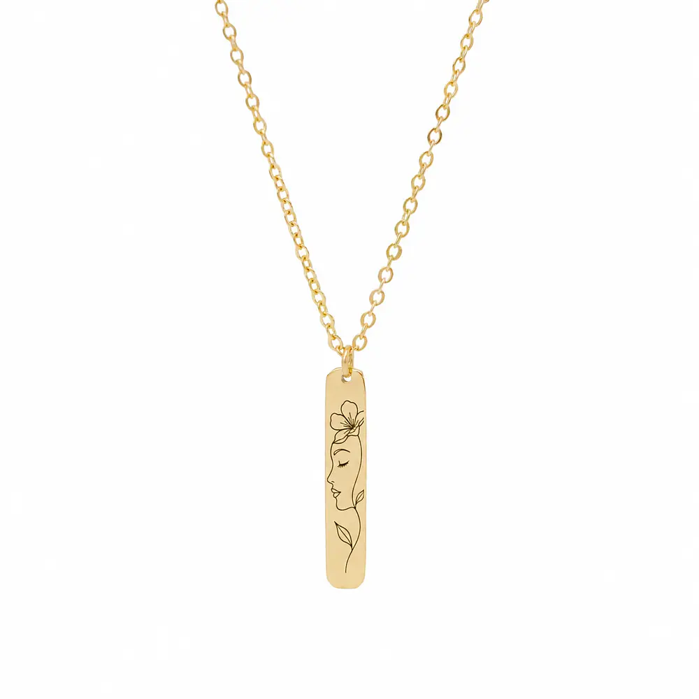 Collar Medalla Rectangular Dorado Personalizable 