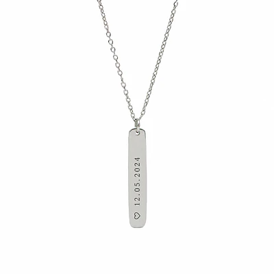 Collar Medalla Rectangular Plateado Personalizable 