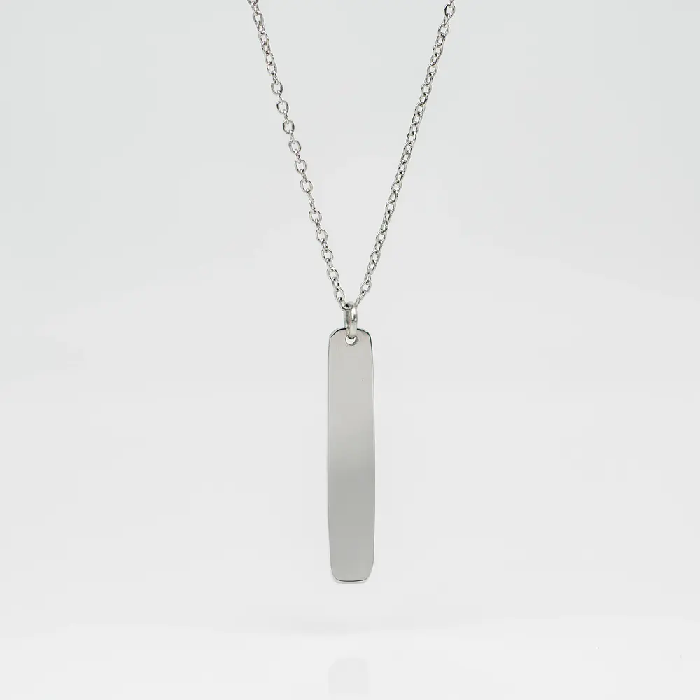 Collar Medalla Rectangular Plateado Personalizable 