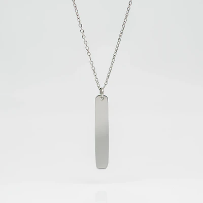 Collar Medalla Rectangular Plateado Personalizable 