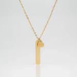 Collar Medalla Rectangular y Dije Corazón Dorado Personalizable