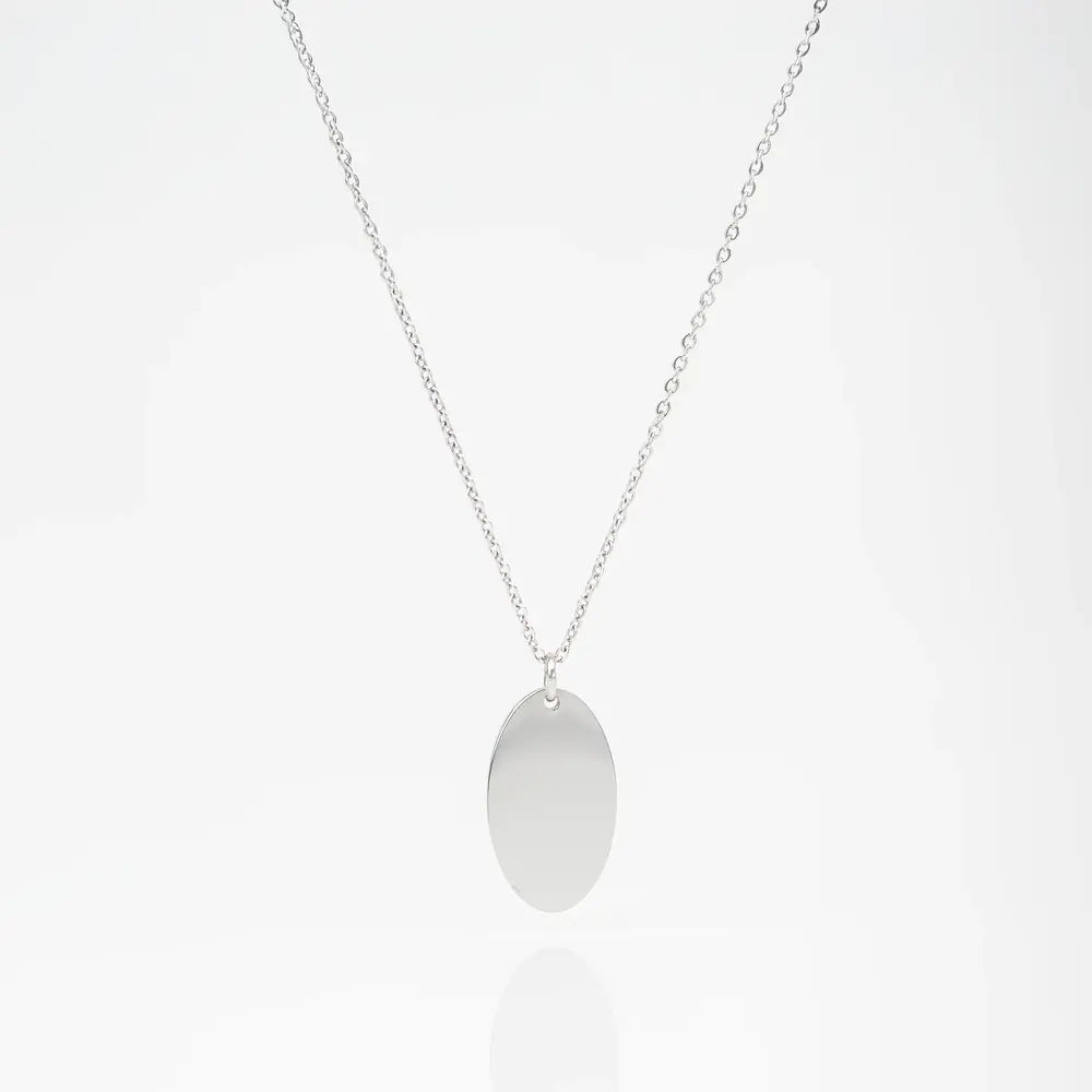 Collar Medalla Ovalada Plateado Personalizable