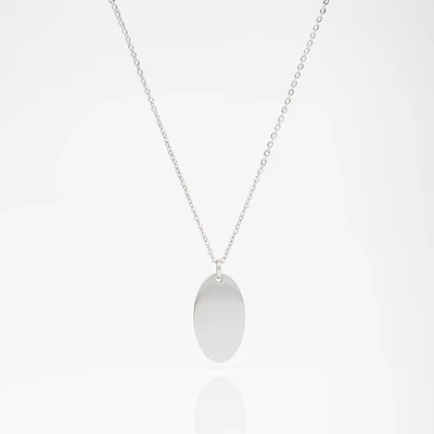 Collar Medalla Ovalada Plateado Personalizable