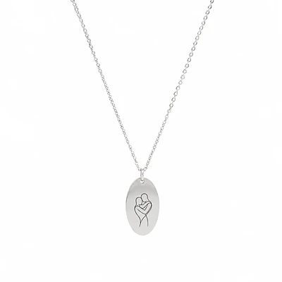 Collar Medalla Ovalada Plateado Personalizable