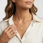 Collar Medalla Ovalada Dorado Personalizable