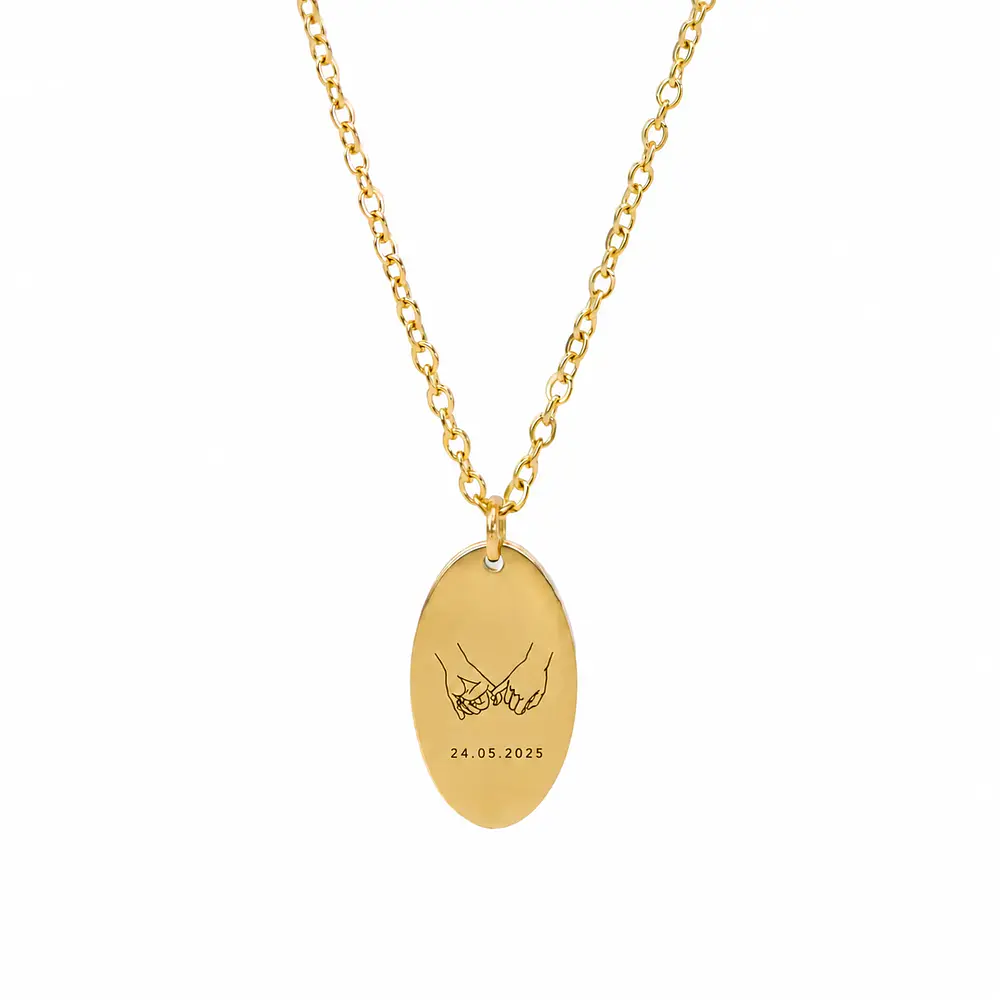Collar Medalla Ovalada Dorado Personalizable