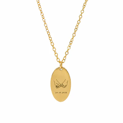 Collar Medalla Ovalada Dorado Personalizable