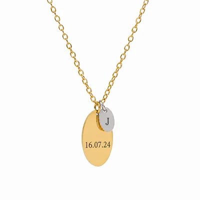 Collar Medalla Ovalada Dorado y Dije Ovalado Personalizable