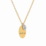Collar Medalla Ovalada Dorado y Dije Ovalado Personalizable