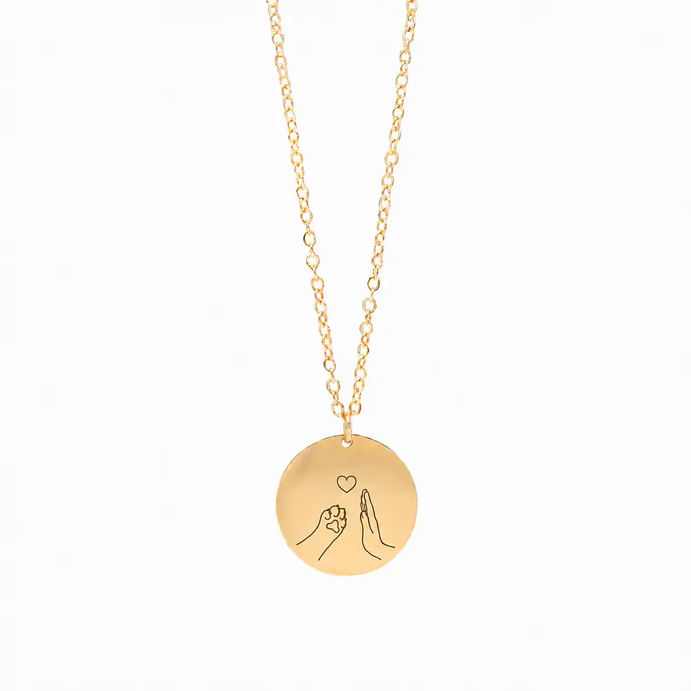 Collar Medalla Circular Dorado Personalizable