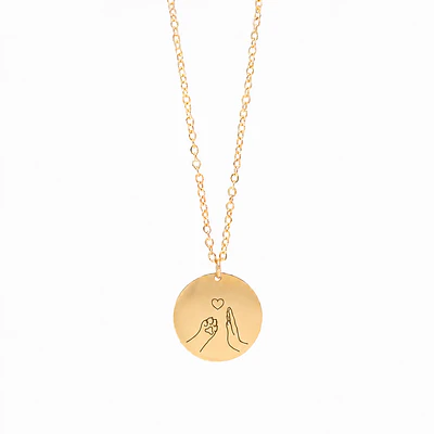 Collar Medalla Circular Dorado Personalizable