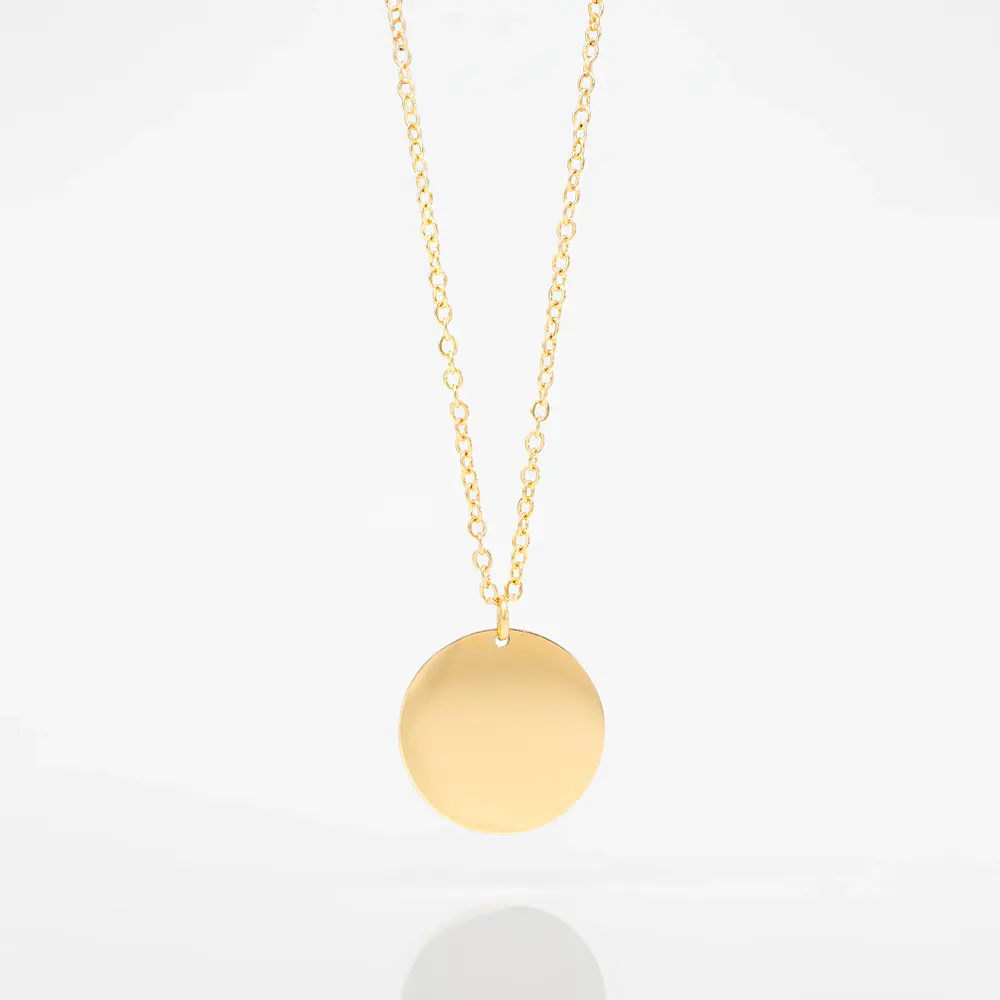 Collar Medalla Circular Dorado Personalizable