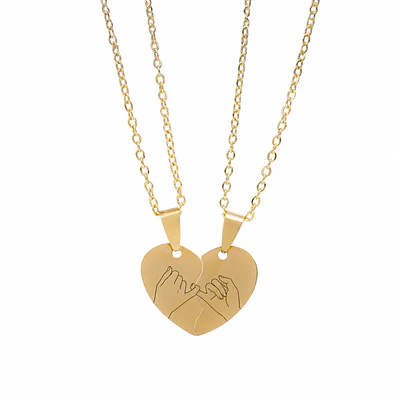 Collar Medalla Corazón Para Parejas Personalizable