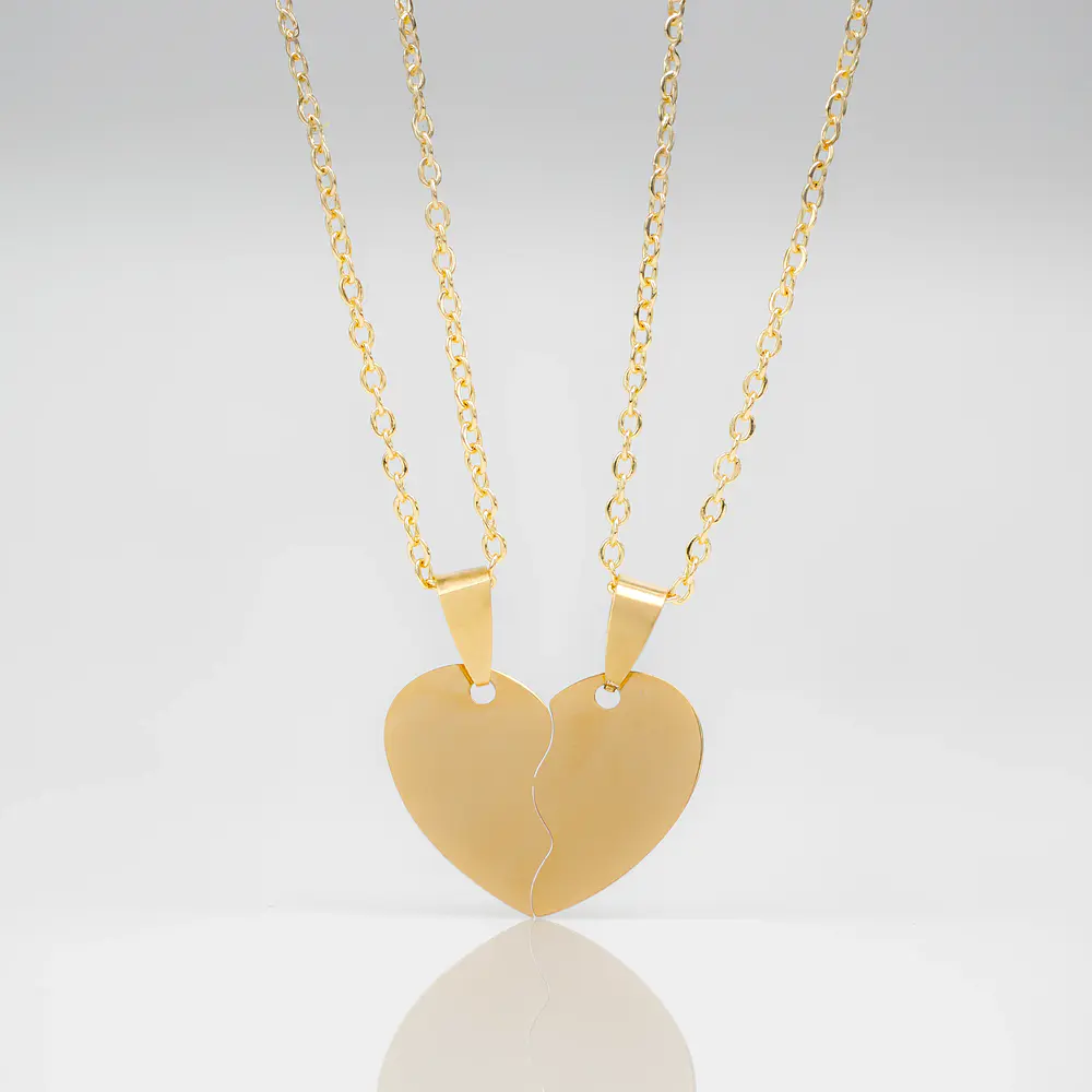 Collar Medalla Corazón Para Parejas Personalizable