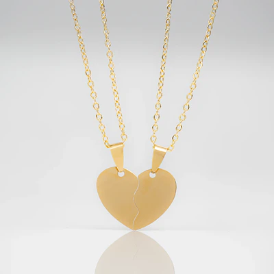 Collar Medalla Corazón Para Parejas Personalizable