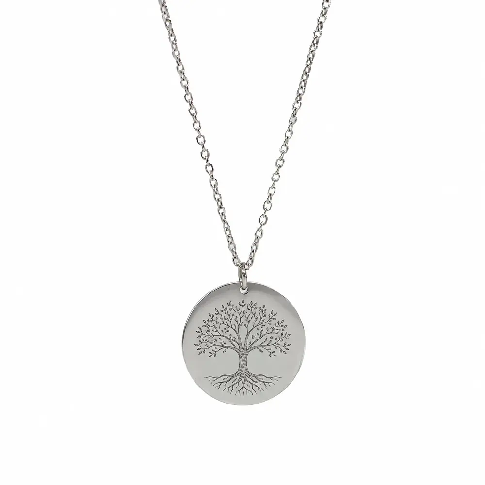  Collar Medalla Circular Plateado Personalizable