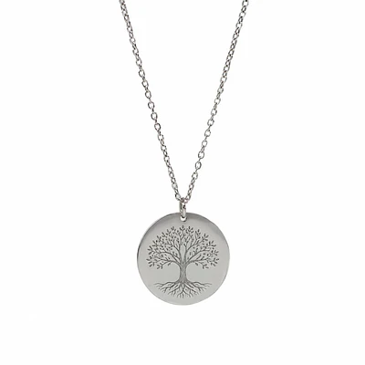  Collar Medalla Circular Plateado Personalizable