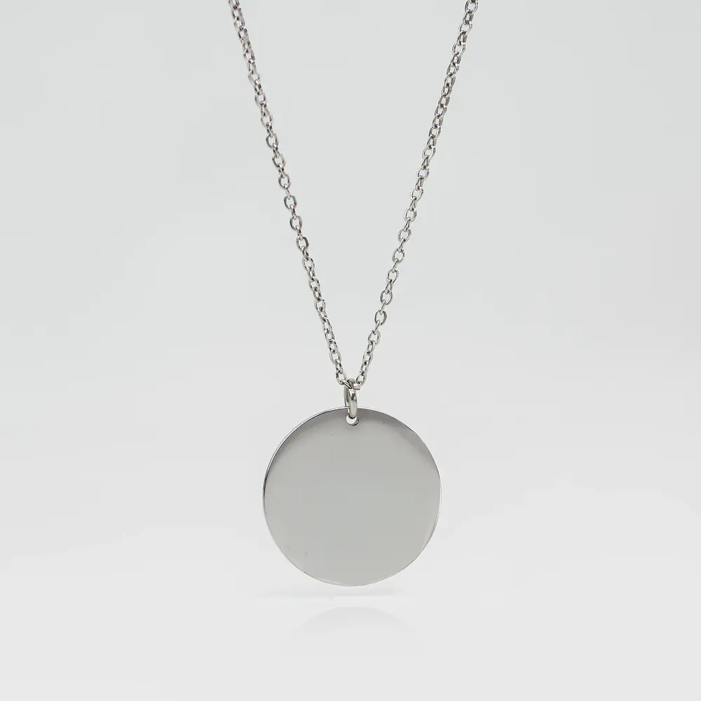 Collar Medalla Circular Plateado Personalizable