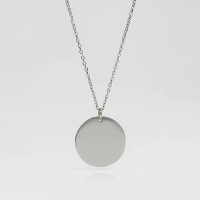  Collar Medalla Circular Plateado Personalizable