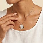  Collar Medalla Circular Plateado Personalizable