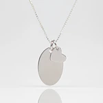 Collar medalla ovalada y dije corazón pequeño personalizable chapado en plata S925