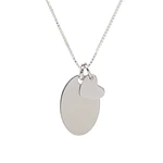 Collar medalla ovalada y dije corazón pequeño personalizable chapado en plata S925
