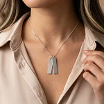 Collar medallas barra grande personalizable chapado en plata S925