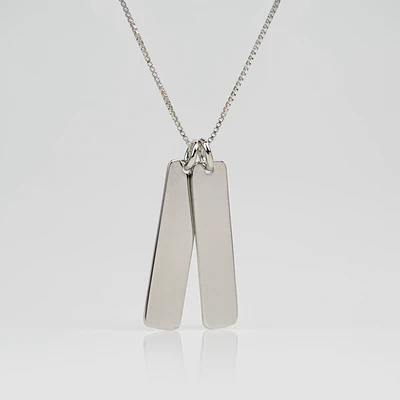 Collar medallas barra grande personalizable chapado en plata S925