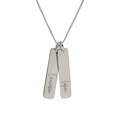 Collar medallas barra grande personalizable chapado en plata S925