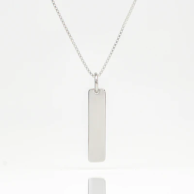 Collar medalla barra pequeña personalizable chapado en plata S925