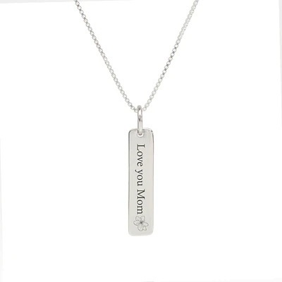 Collar medalla barra pequeña personalizable chapado en plata S925