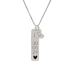 Collar medalla barra y dije corazón pequeño personalizable 