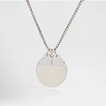 Collar medalla circular y dije corazón pequeño personalizable chapado en plata S925