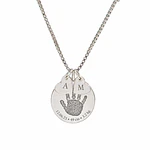 Collar medalla circular y dije corazón pequeño personalizable chapado en plata S925