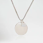 Collar medalla circular y dije corazón pequeño personalizable chapado en plata S925