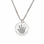 Collar medalla circular y dije corazón pequeño personalizable chapado en plata S925