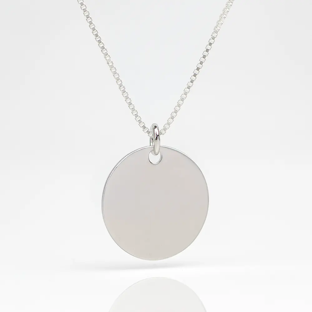 Collar medalla circular 18 mm personalizable chapada en plata S925