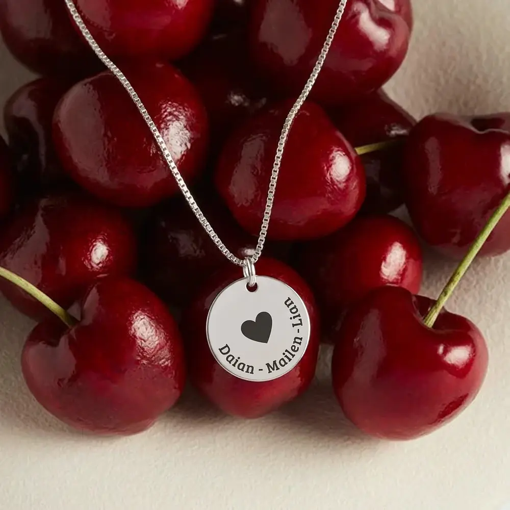 Collar medalla circular 18 mm personalizable chapada en plata S925