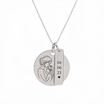Collar medalla circular y barra personalizable chapada en plata S925