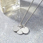 Collar medalla triple circular pequeña personalizable chapada en plata S925